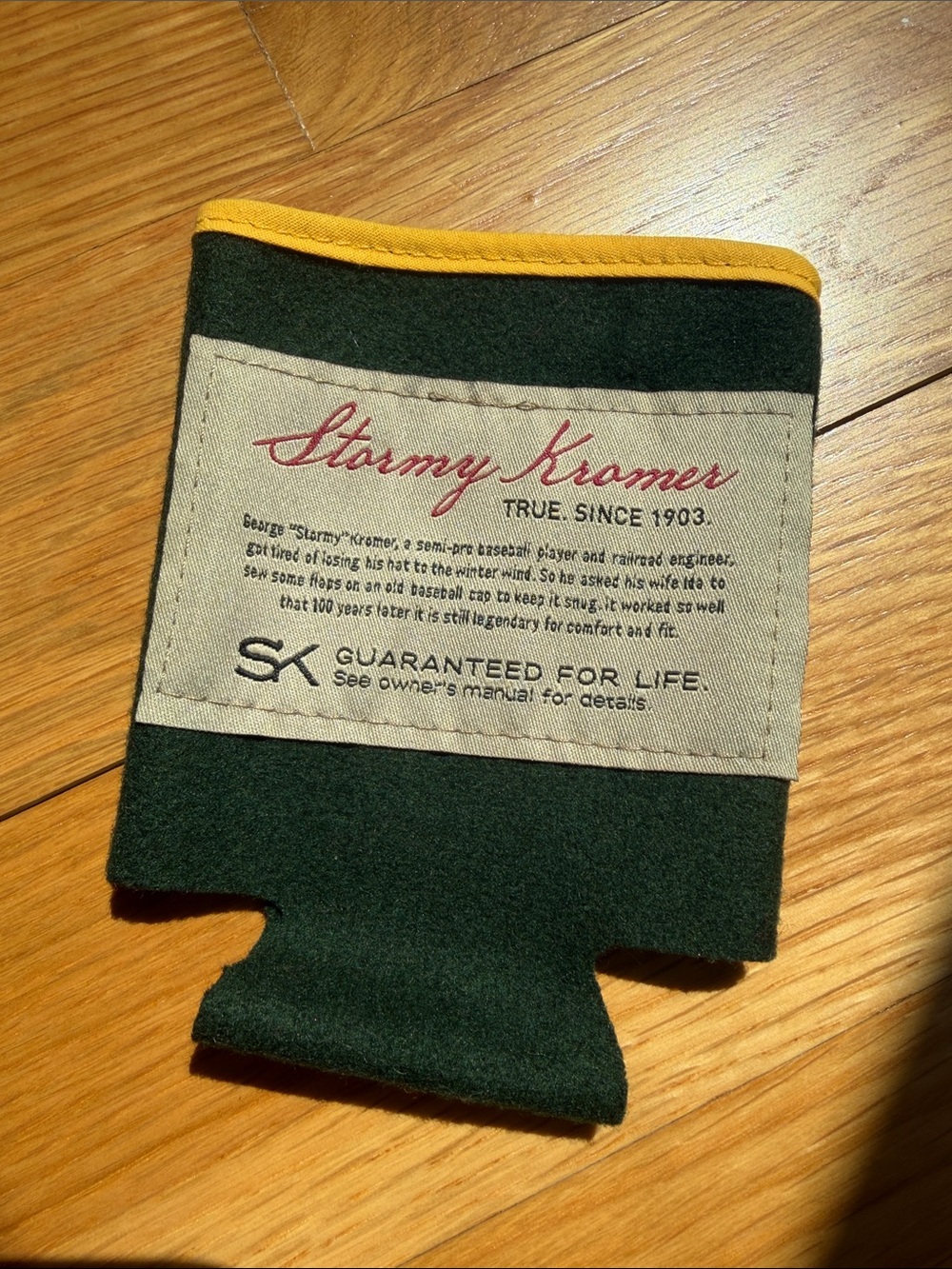Stormy Kroger Green Wool Koozie - Insulated Can Cooler